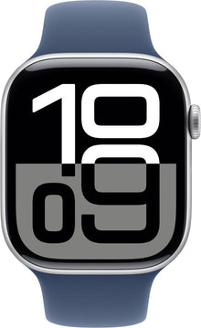 Apple Watch Series 10 - Wifi - 42mm - Zilveren Aluminium Case met Denim Sportbandje - M/L - ION e - Commerce - Smartwatch